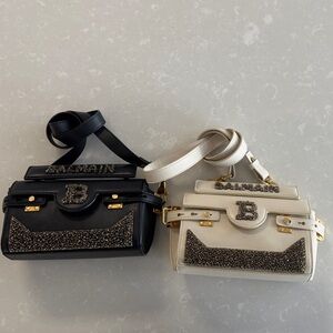 Balmain Black and Cream Crossbody Bags with Embellishments